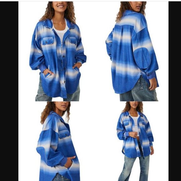 NWOT Free People Printed Ruby Jacket in Deep Sea Comb Size Medium - Picture 2 of 11